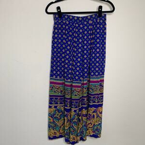 F Stop Blue Patterned Split Skirt Gaucho Sz Small